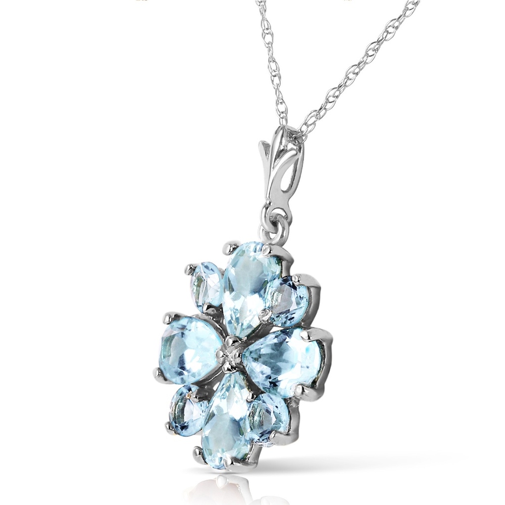 14K. SOLID GOLD NECKLACE WITH NATURAL AQUAMARINES - Picture 2 of 7